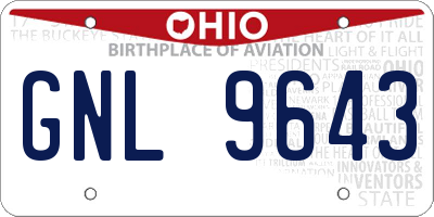 OH license plate GNL9643