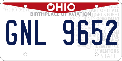 OH license plate GNL9652
