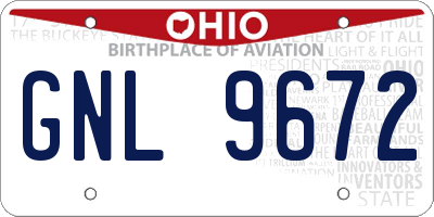 OH license plate GNL9672