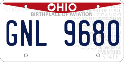 OH license plate GNL9680