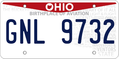OH license plate GNL9732