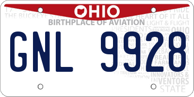 OH license plate GNL9928