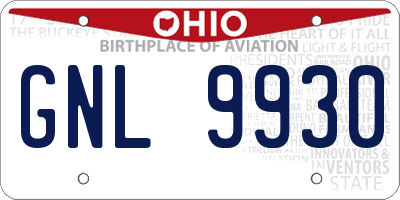 OH license plate GNL9930