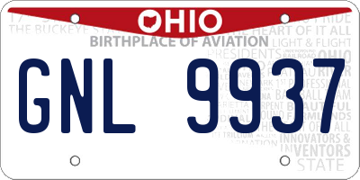 OH license plate GNL9937