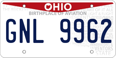 OH license plate GNL9962
