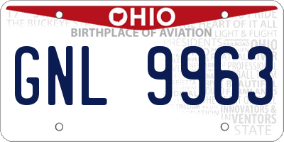 OH license plate GNL9963