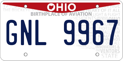 OH license plate GNL9967