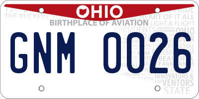 OH license plate GNM0026
