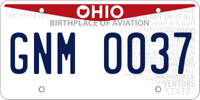 OH license plate GNM0037