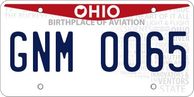 OH license plate GNM0065