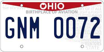 OH license plate GNM0072