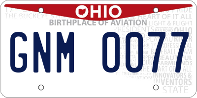 OH license plate GNM0077