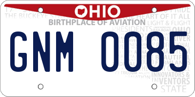 OH license plate GNM0085