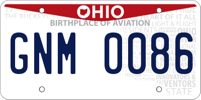 OH license plate GNM0086