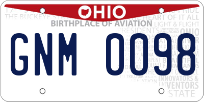 OH license plate GNM0098