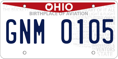 OH license plate GNM0105
