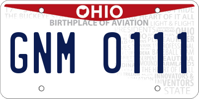 OH license plate GNM0111
