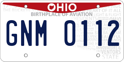 OH license plate GNM0112