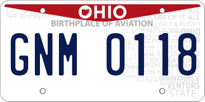 OH license plate GNM0118