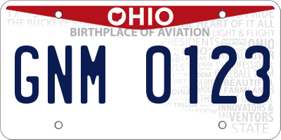 OH license plate GNM0123