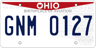OH license plate GNM0127
