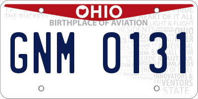OH license plate GNM0131