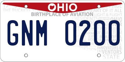 OH license plate GNM0200