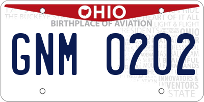 OH license plate GNM0202