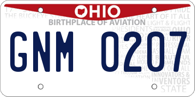 OH license plate GNM0207