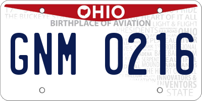 OH license plate GNM0216