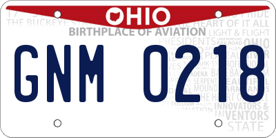 OH license plate GNM0218