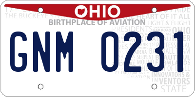 OH license plate GNM0231