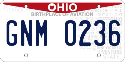 OH license plate GNM0236