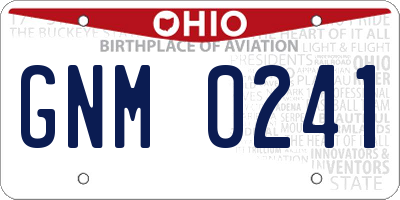 OH license plate GNM0241