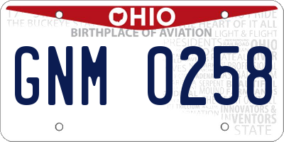OH license plate GNM0258