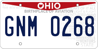 OH license plate GNM0268