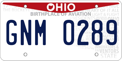 OH license plate GNM0289