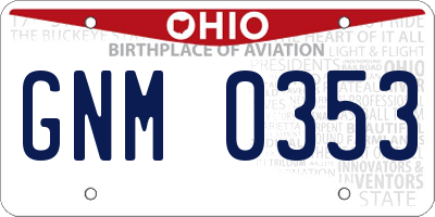 OH license plate GNM0353