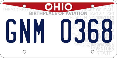 OH license plate GNM0368