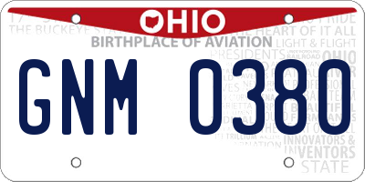 OH license plate GNM0380