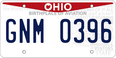OH license plate GNM0396