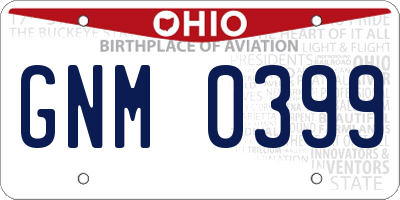 OH license plate GNM0399