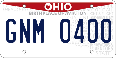 OH license plate GNM0400