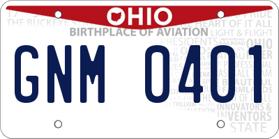 OH license plate GNM0401