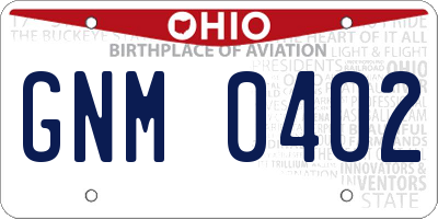 OH license plate GNM0402