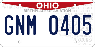 OH license plate GNM0405
