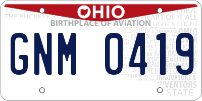 OH license plate GNM0419