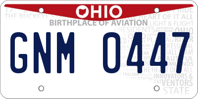 OH license plate GNM0447
