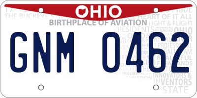 OH license plate GNM0462