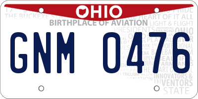 OH license plate GNM0476